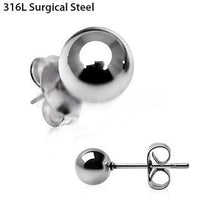 Thumbnail for Pair of 316L Stainless Surgical Steel Ball Stud Earrings -