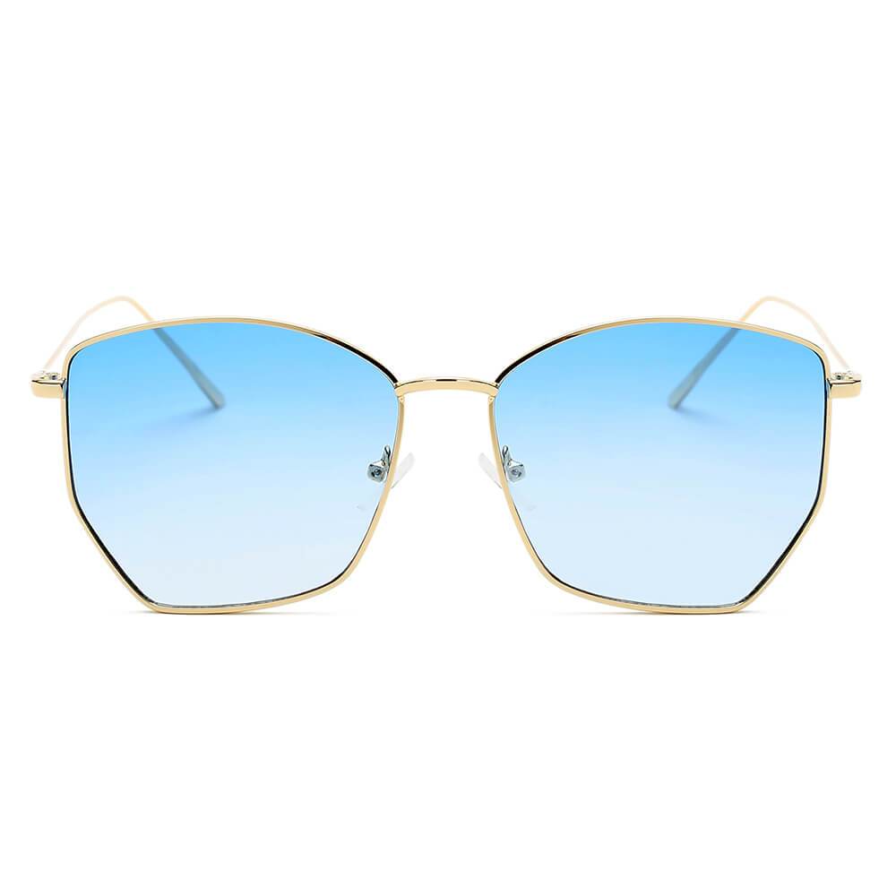 Cardiff | S2073 - Women Oversize Geometric Metal Fashion Sunglasses - 5 COLORS -