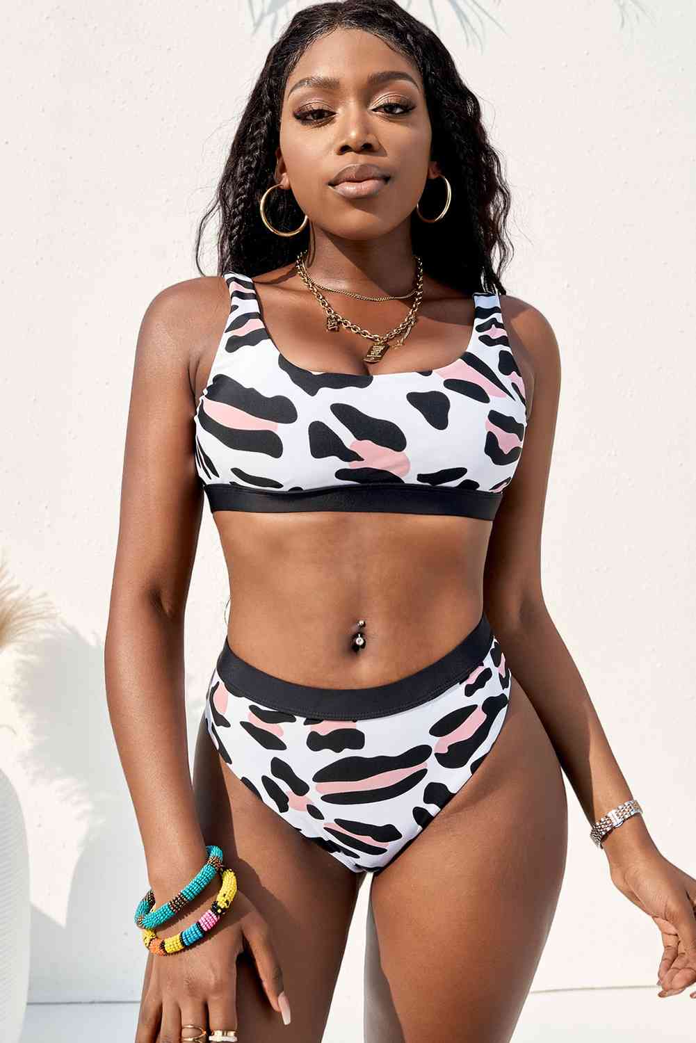 Striped Tank High Waist Bikini - T - 3 COLORS -