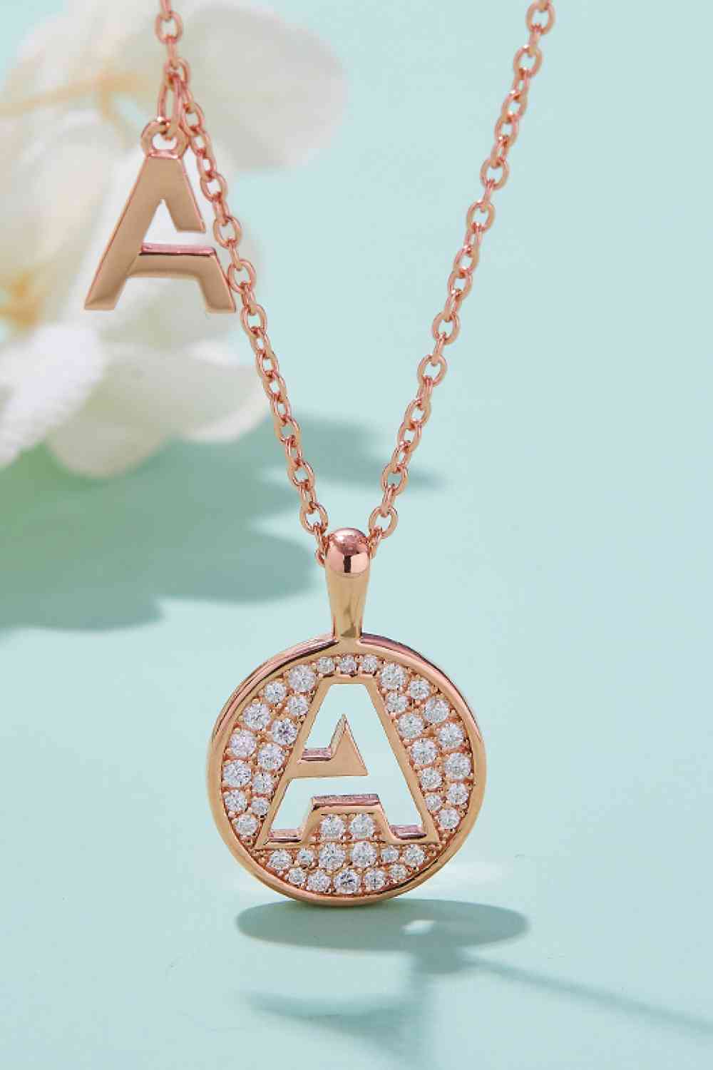 Moissanite A to J Initial Pendant Necklace