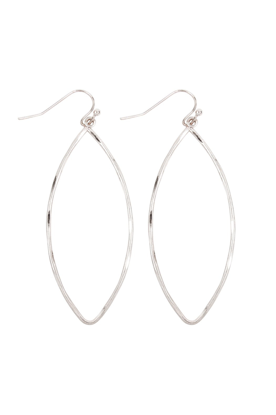 Hammered Wire Leaf Shape Drop Earring - 3 FINISHES -