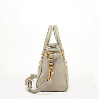 Thumbnail for Emma Leather Satchel Bag Grayish Beige -