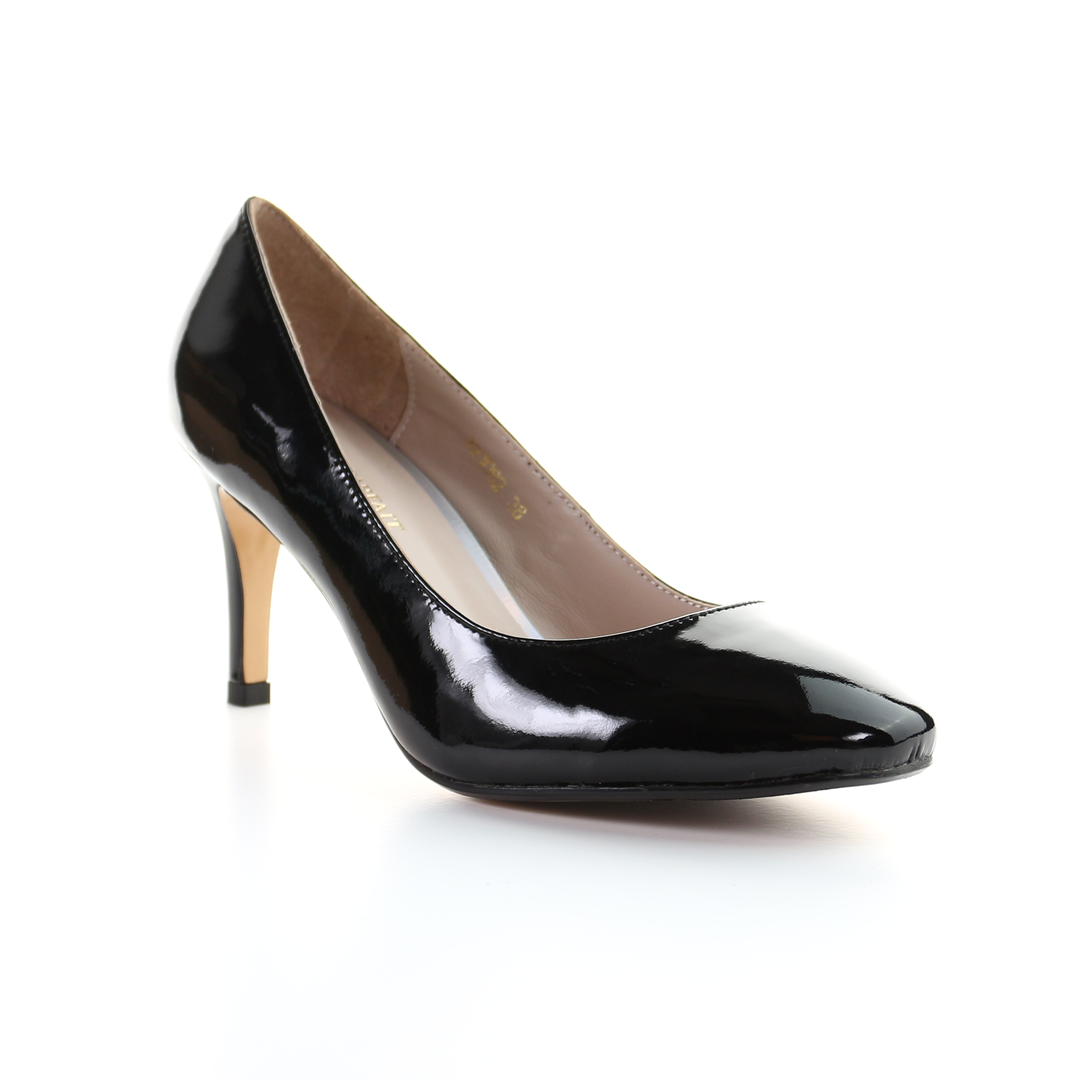 Patent Leather 8cm Pin Heel Round Toe Pumps-Black