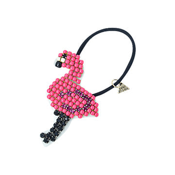 SAND BY SAYA N.Y. - Flamingo- Hair Tie -Pink Rhine Stone Embellished Womens Accessories - 1 COLOR -