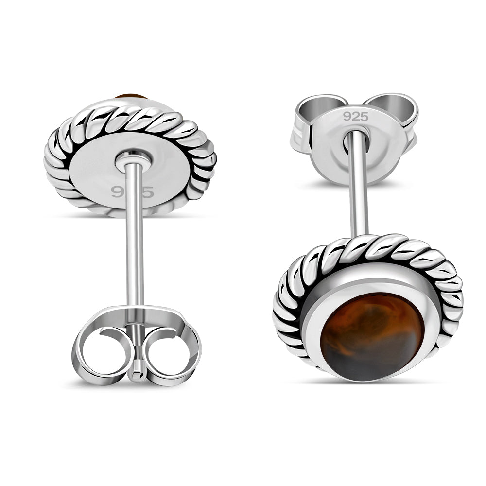 Creidne - Oval Baltic Amber Stud Silver Earrings - 2 PCS. -