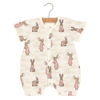 Thumbnail for Newcastle - Powder Pink Bunnies Bamboo Newcastle Mini Romper -