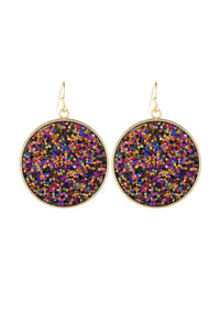 Thumbnail for Riah Fashion - Disc Sequin Leather Drop Earrings - 8 COLORS -