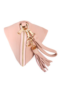 Thumbnail for Riah Fashion - Pyramid Shape Tassel Wristlet Leather Bag - 15 COLORS -