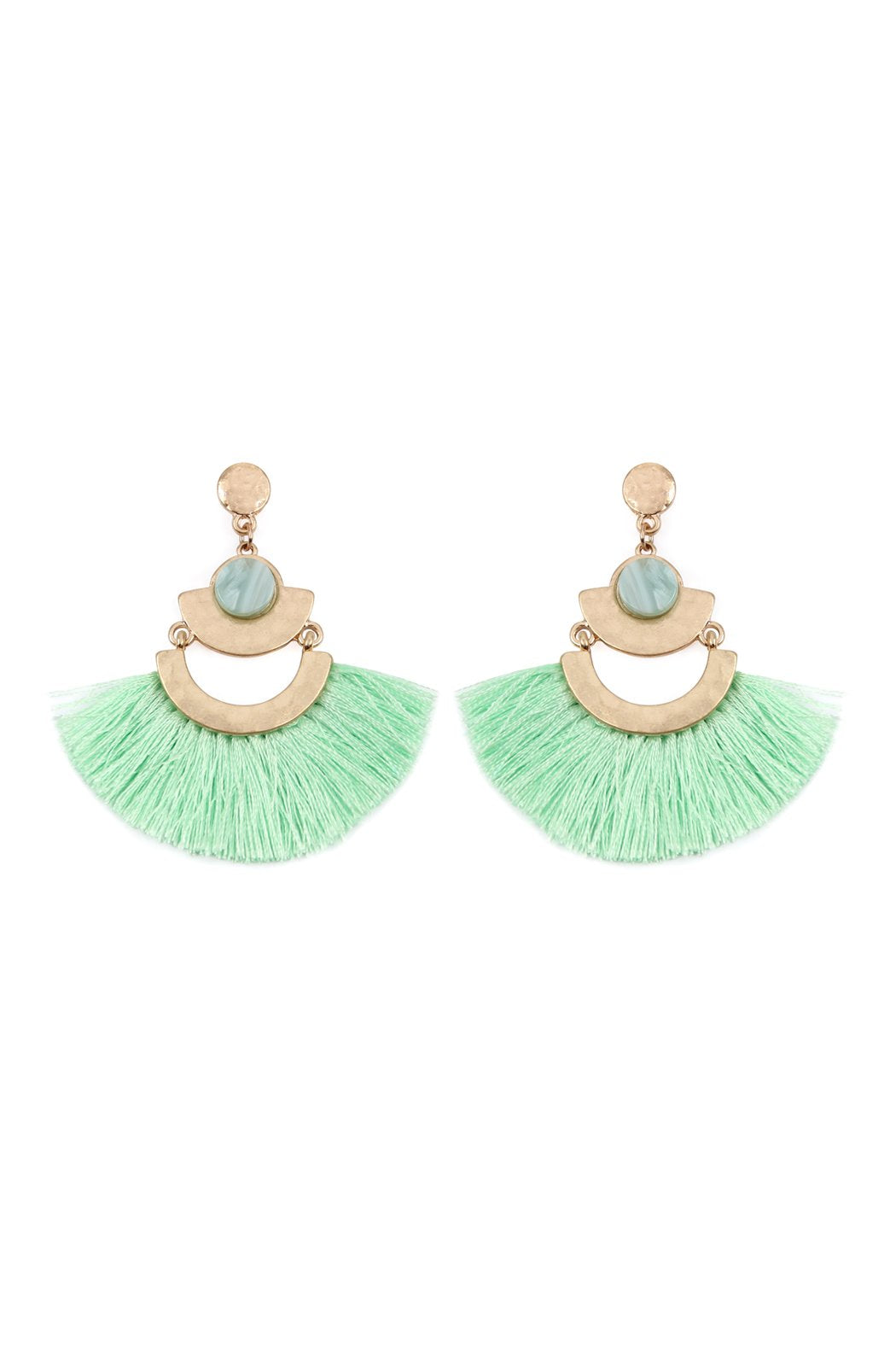 Dangling Tassel Fan Drop Earrings - 6 COLORS -