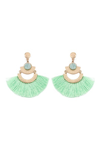 Thumbnail for Dangling Tassel Fan Drop Earrings - 6 COLORS -