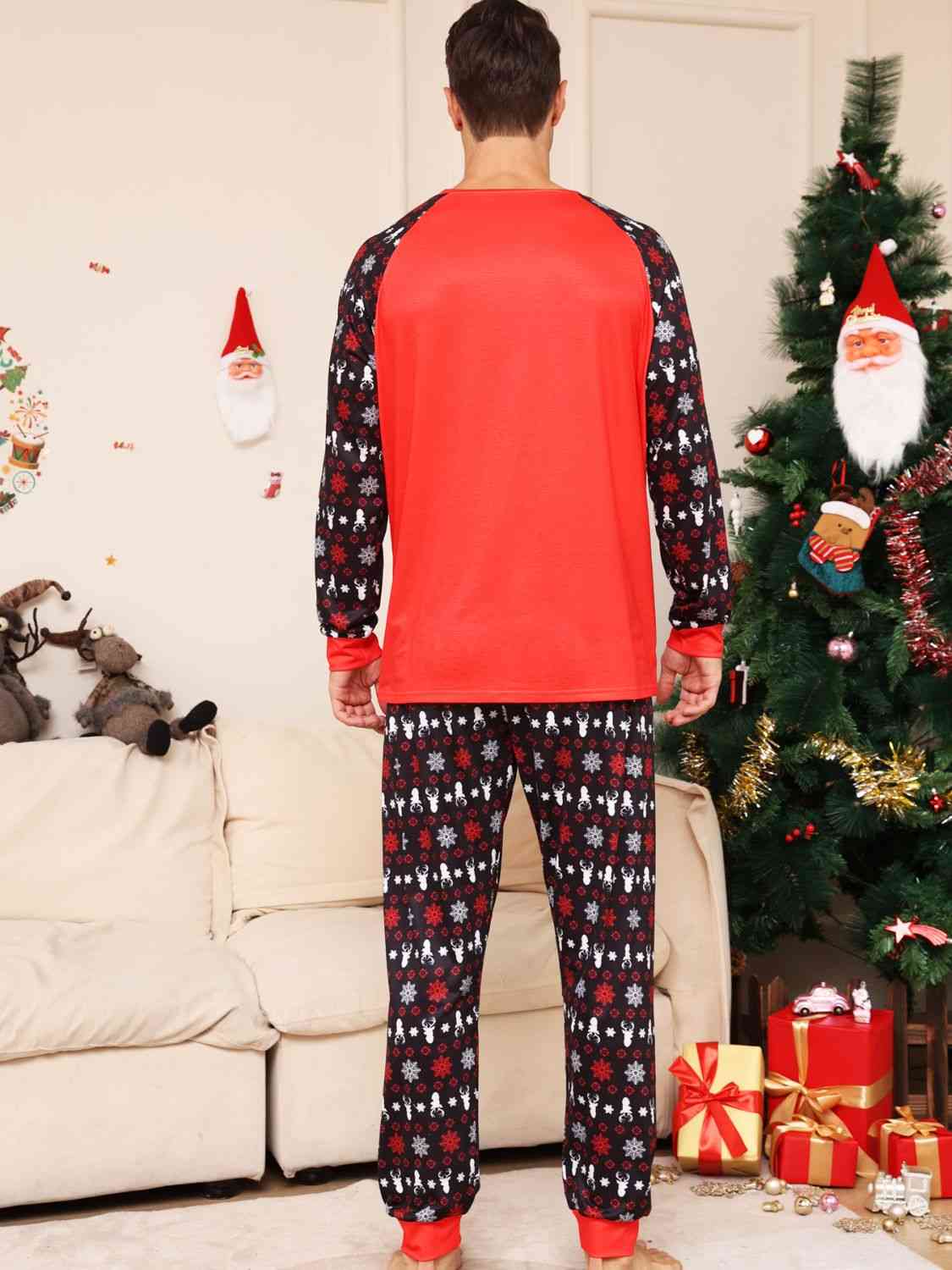 MEN Full Size Reindeer Graphic Top and Pants Set - 2PCS. - T -