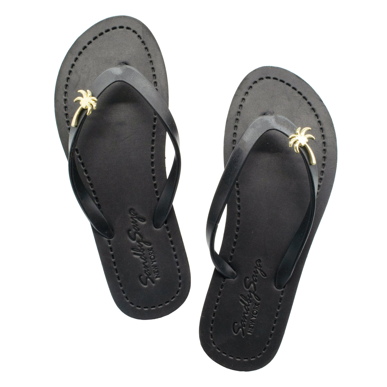 SAND BY SAYA N.Y. - Gold Palm Tree - Studs Flat Flip Flops Sandals - 4 COLORS -