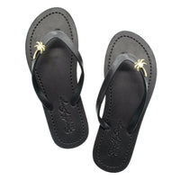 Thumbnail for SAND BY SAYA N.Y. - Gold Palm Tree - Studs Flat Flip Flops Sandals - 4 COLORS -