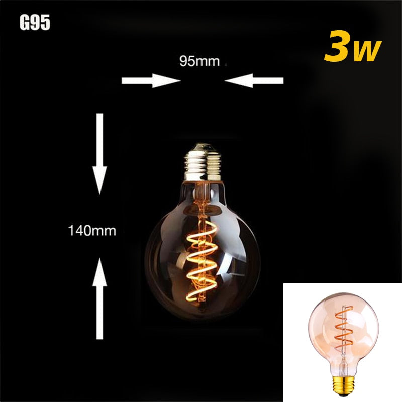 Retro Dimmable LED Edison Bulb E27 3W Gold Spiral Filament ST64 G125 Ampoule LED Lamp Incandescent Chandelier Decorative Lighting - [15 DAY DELIVERY] - 13 BULB TYPES - 2 WATTAGES -