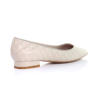 Thumbnail for Classic Leather Square Toe Ballerina - (Light Beige)