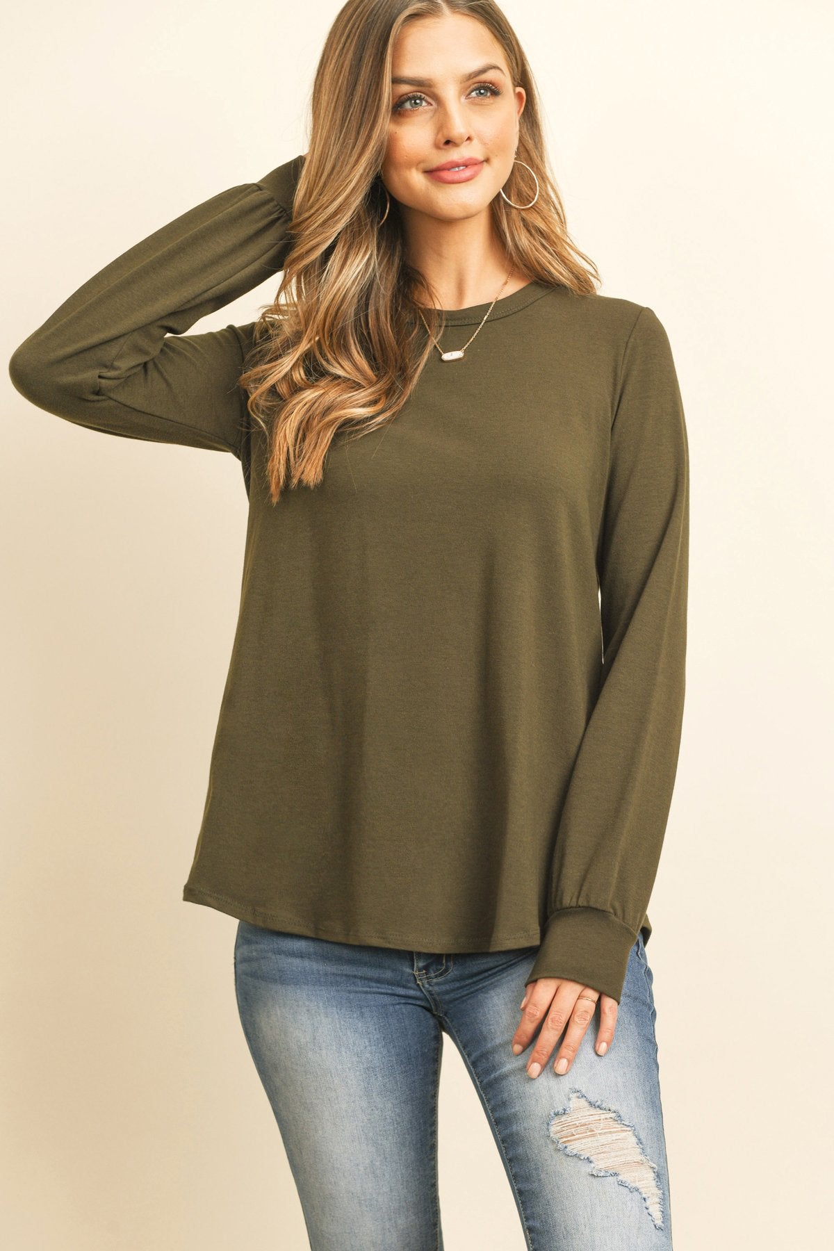 Riah Fashion - Long Sleeve Round Neck Solid Top - 17 COLORS -