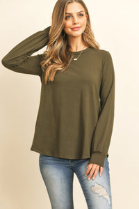 Thumbnail for Riah Fashion - Long Sleeve Round Neck Solid Top - 17 COLORS -