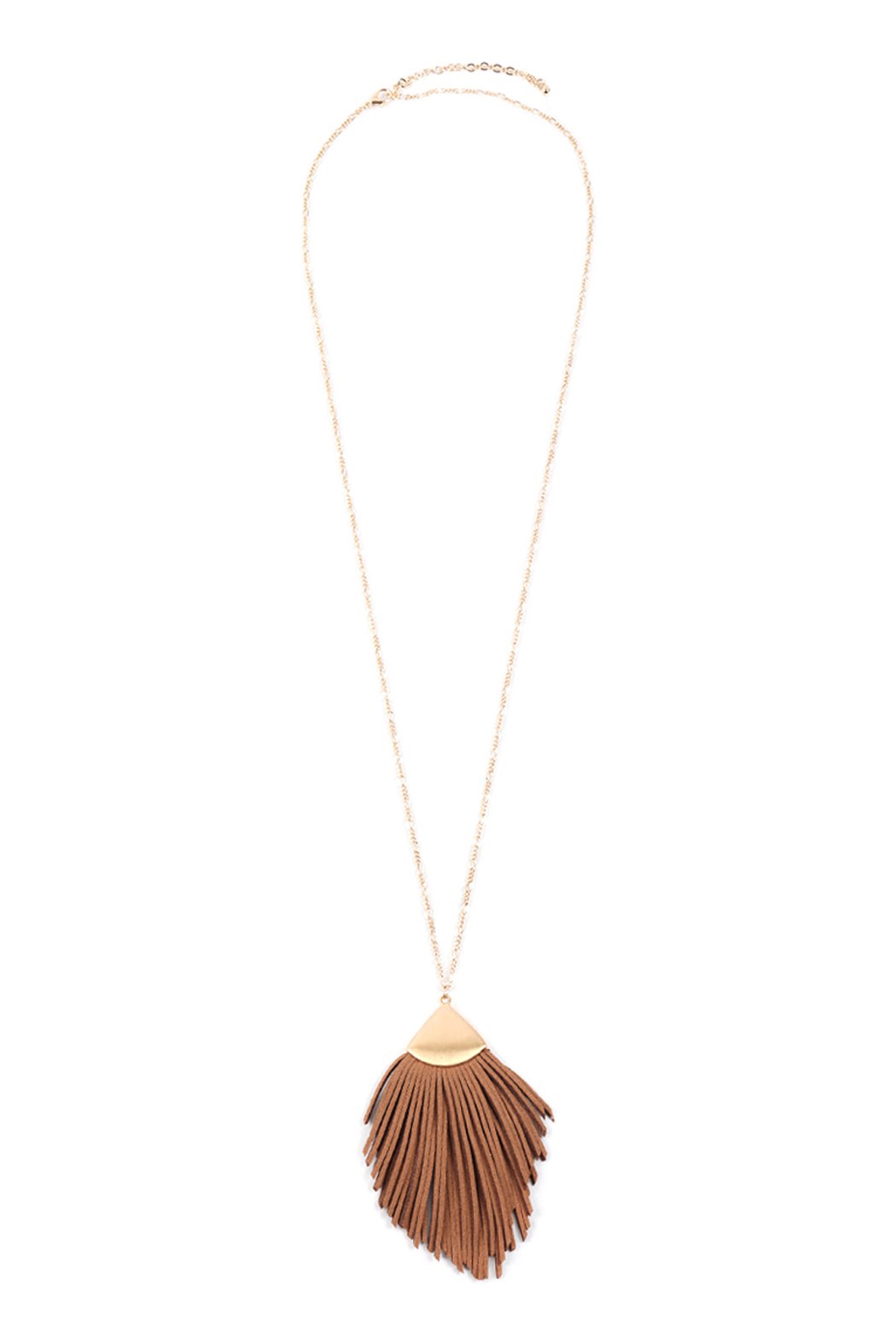 Feather Shape Pu Leather Tassel Necklace - 8 COLORS -