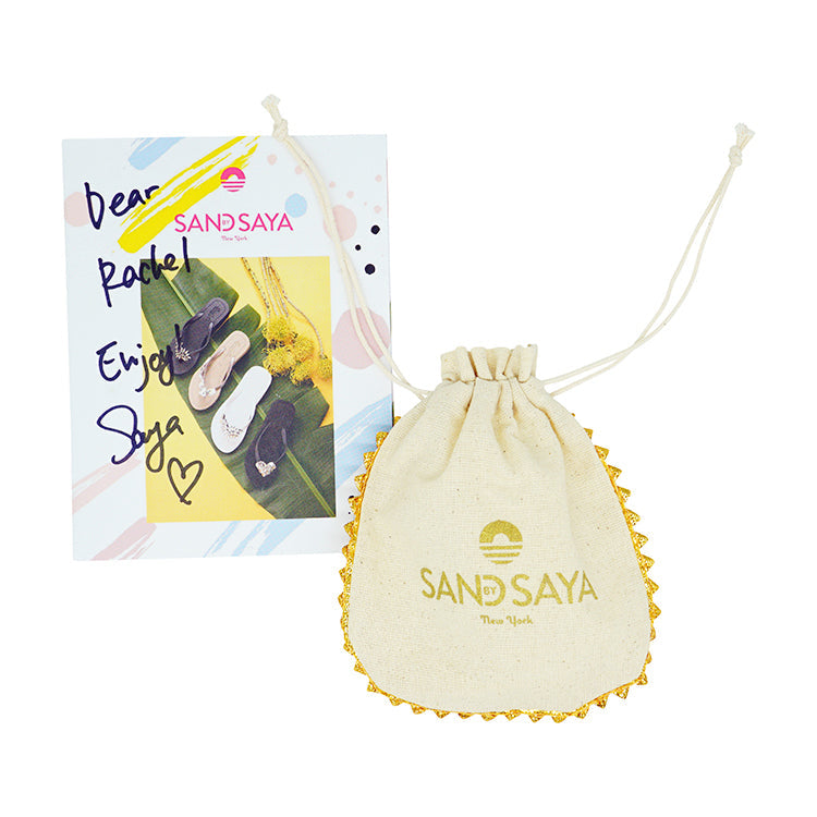 SAND BY SAYA N.Y. - Madison Crystal Bow- Key Ring, Crystal Stones, Embroidery -