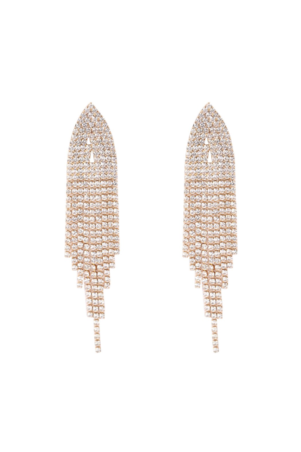 Bridal Rhinestone Long Tassel Earrings - 2 FINISHES -