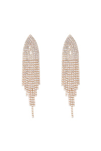 Thumbnail for Bridal Rhinestone Long Tassel Earrings - 2 FINISHES -