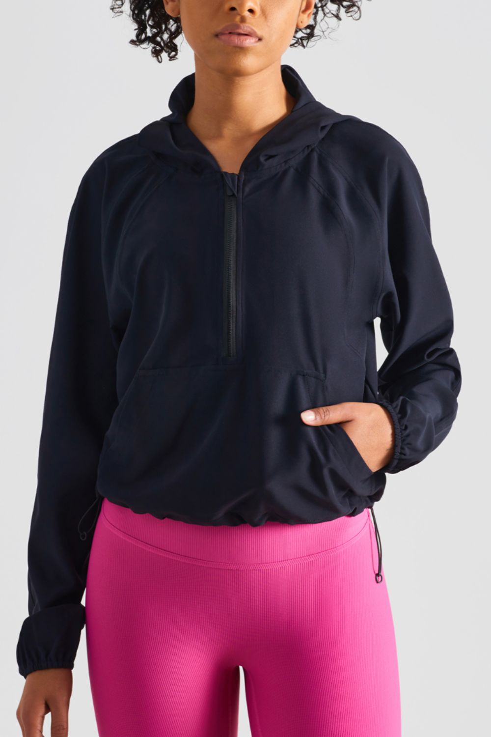 Half-Zip Hooded Sports Top - T - 4 COLORS -