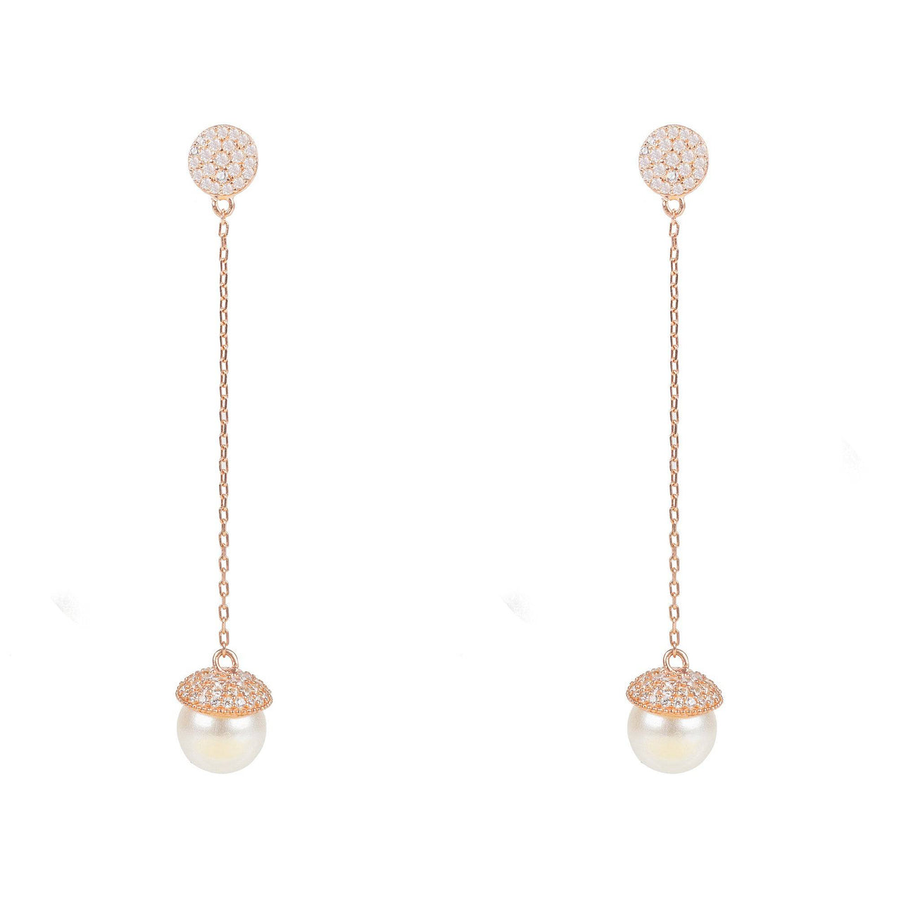 LATELITA - Pearl Long Drop Earrings Rosegold -