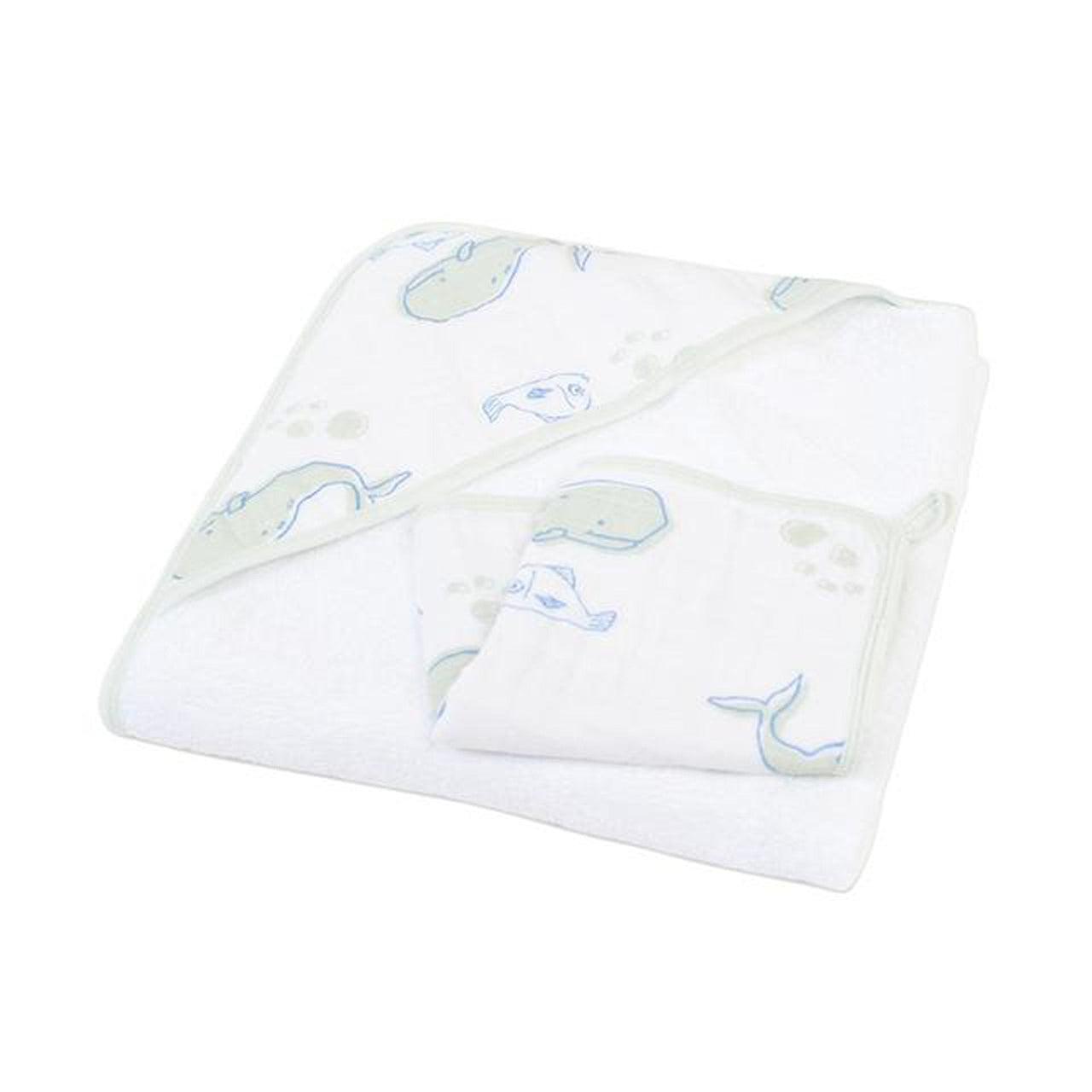 Newcastle - Whale Hooded Towel and Washcloth Set -