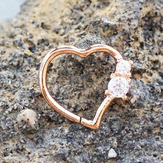 Annealed Rose Gold Jeweled Heart Cartilage Earring -