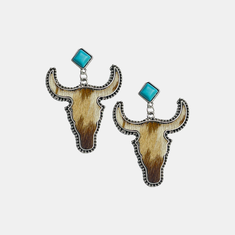 Bull Shape Turquoise Dangle Earrings - T - 4 STYLES -