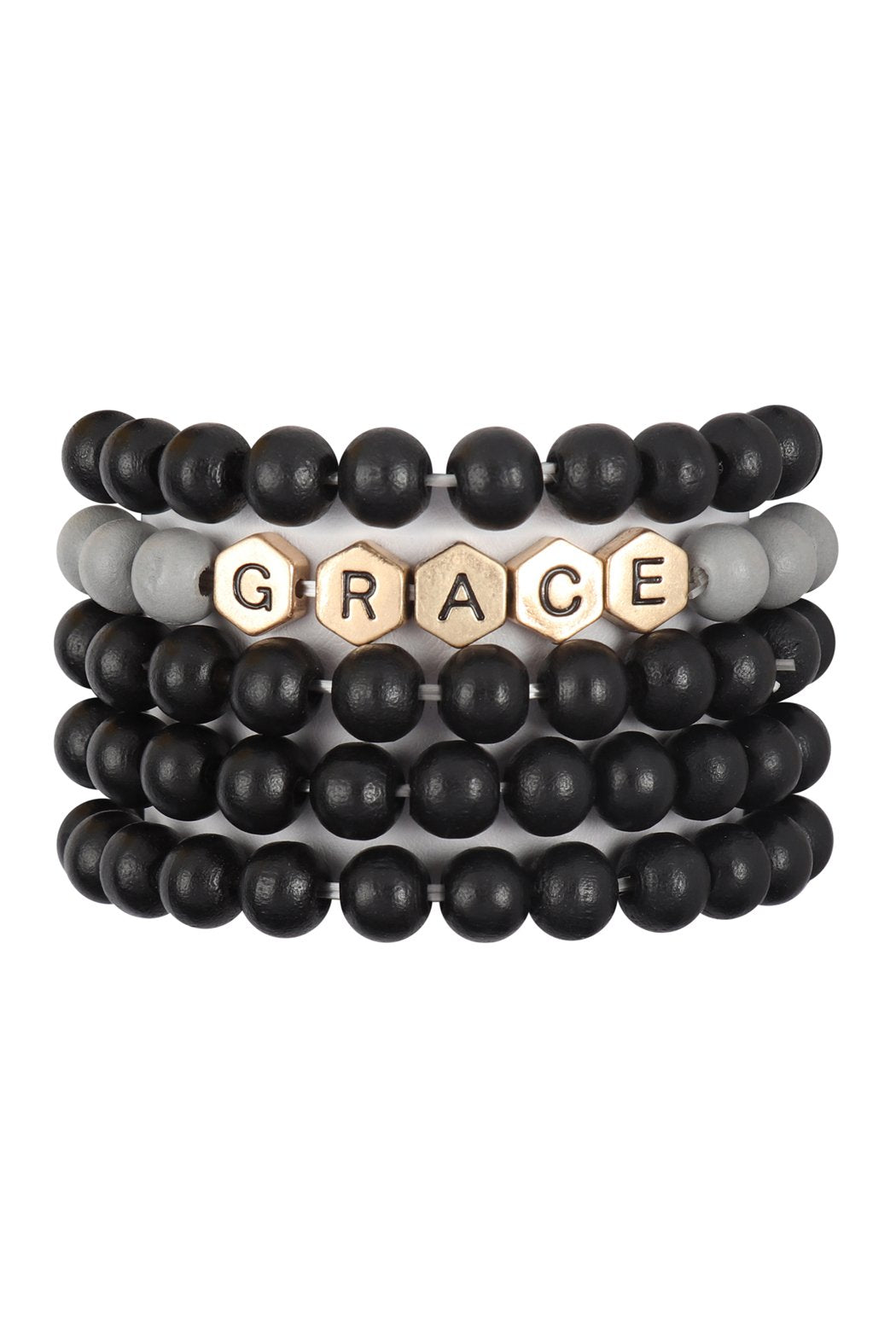 Riah Fashion - "Grace " Wood Beads Stackable Charm Bracelet - 5 COLORS -