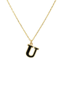 Thumbnail for Initial Enamel Necklace Gold U -