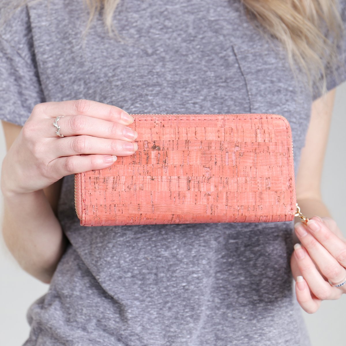 Cork Single Zipper Wallet - 6 COLORS -