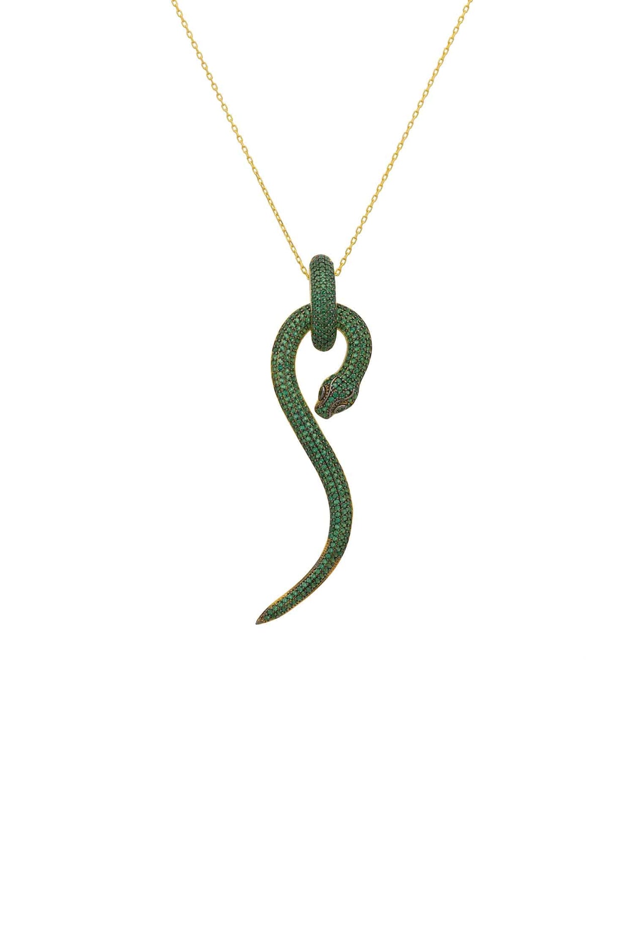 LATELITA - Anaconda Snake Pendant Necklace Gold Emerald -