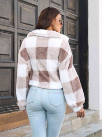 Thumbnail for Plaid Dropped Shoulder Buttoned Jacket - T - 4 COLORS -