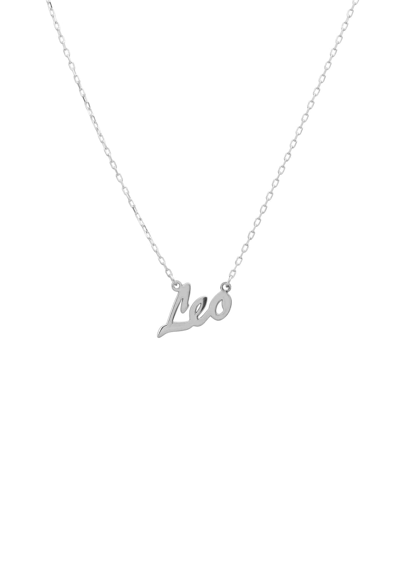 Zodiac Star Sign Name Necklace Silver Leo -