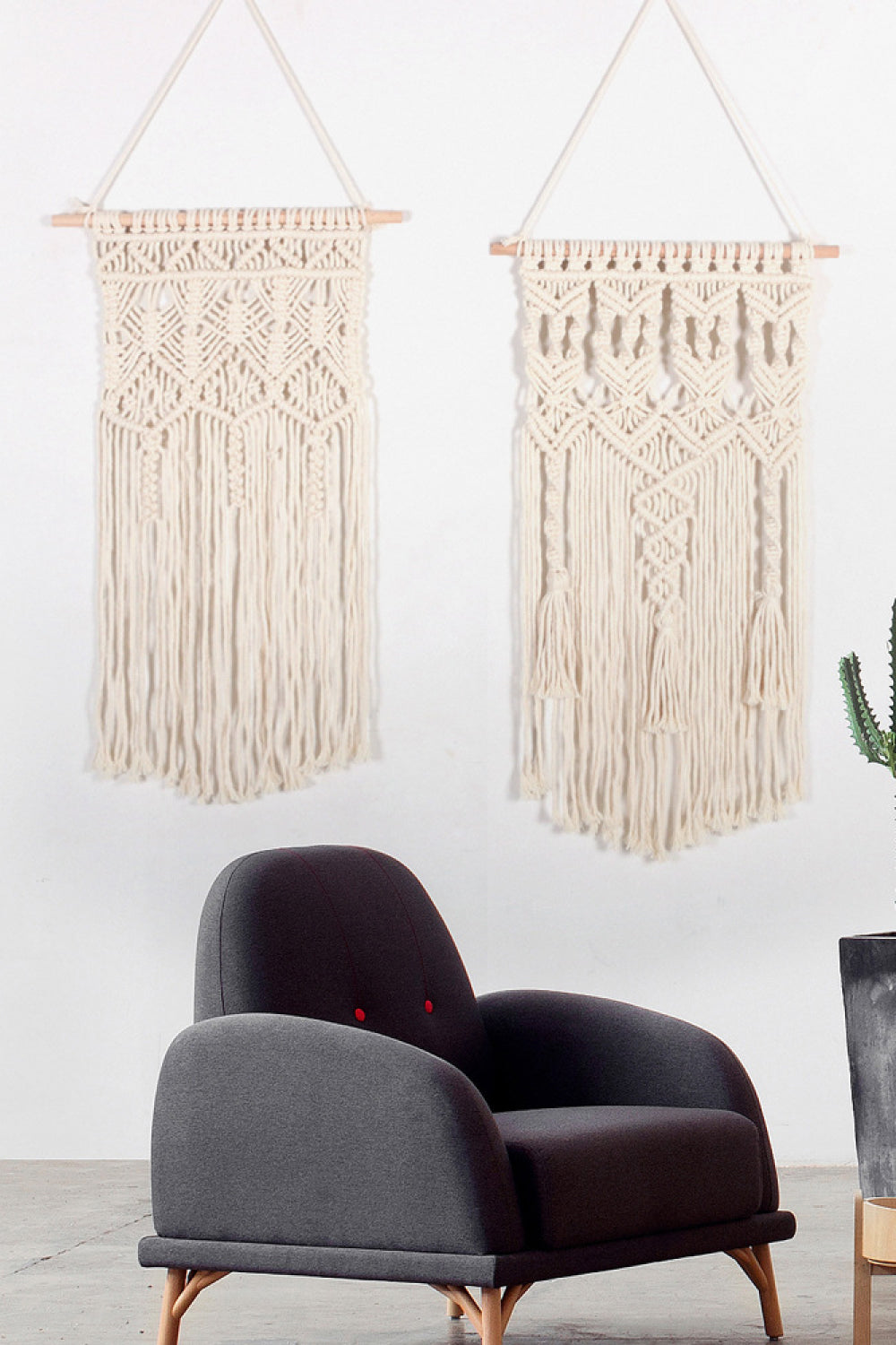 Macrame Bohemian Hand Woven Fringe Wall Hanging - 27.5" X 17.7" - T - 2 COLORS -