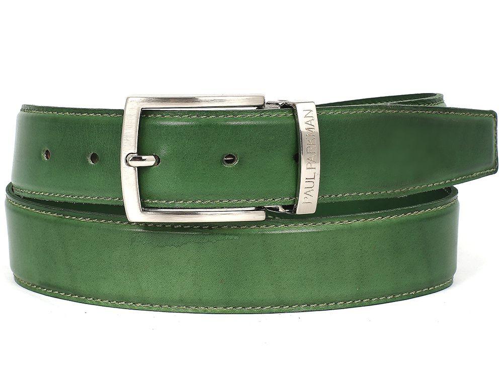 PAUL PARKMAN - Men's Leather Belt Hand-Painted Green -