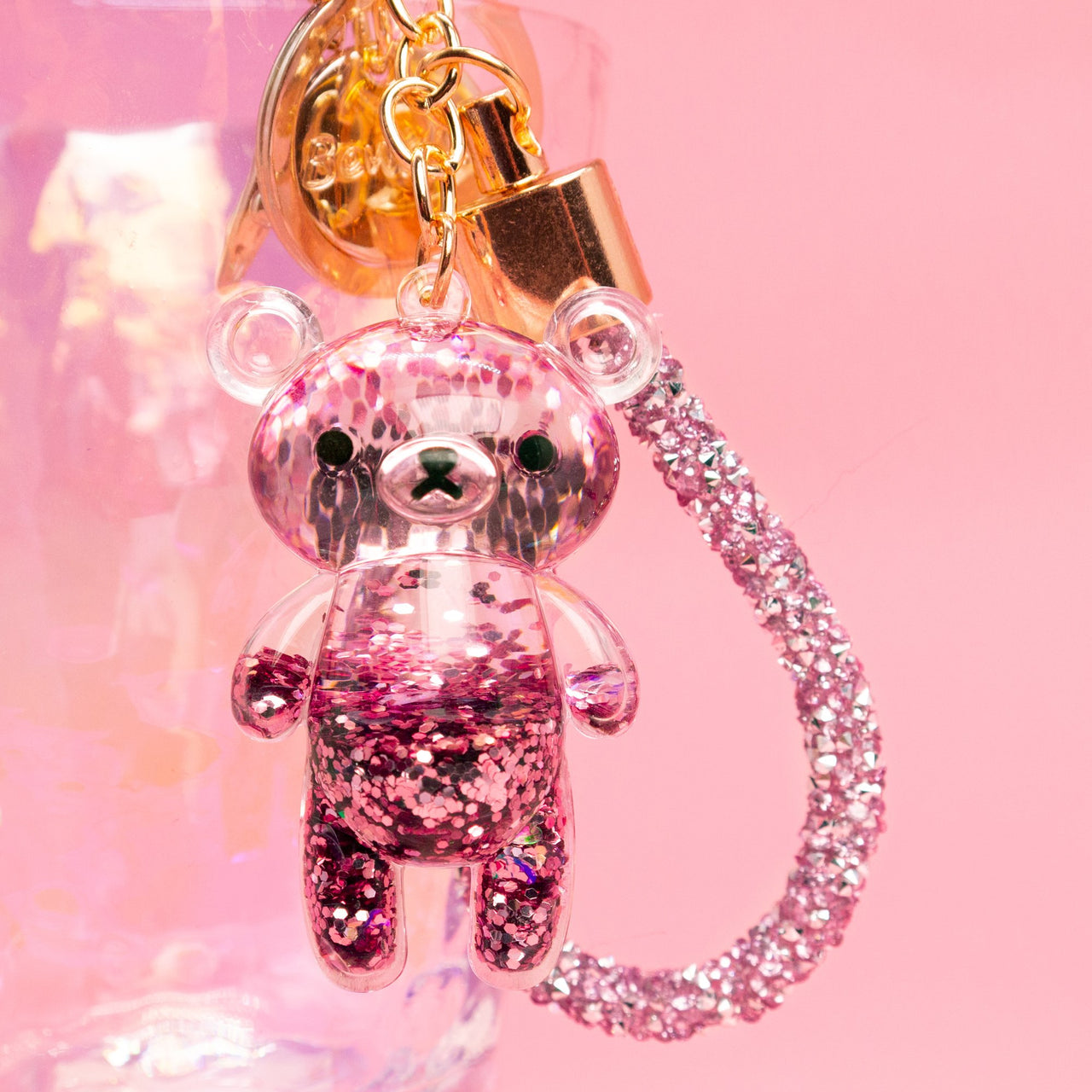 Glitter Bear Keychain - Rose Gold -