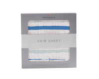 Thumbnail for Newcastle - Ocean Stripe Cotton Muslin Crib Sheet -