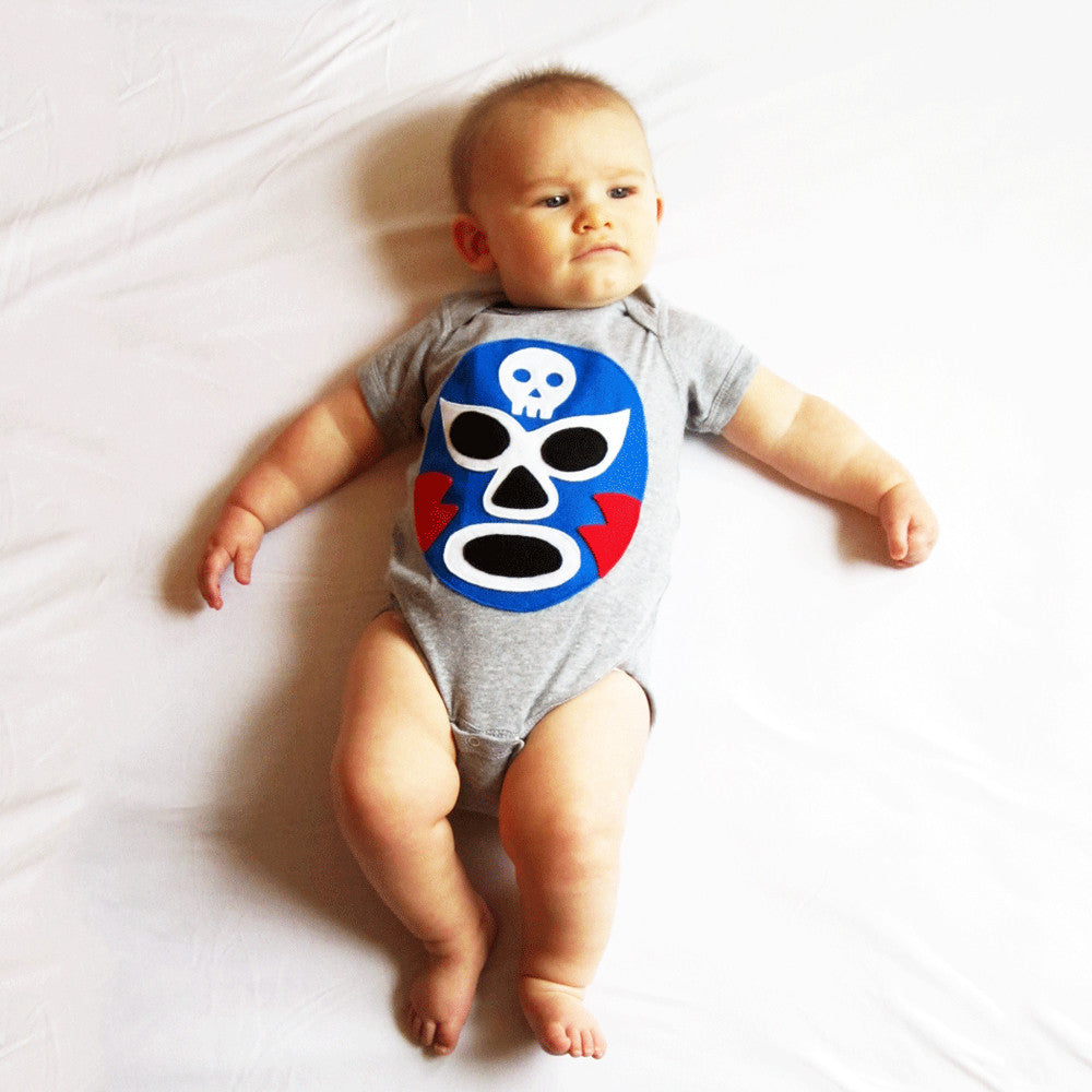 Wrestling mask Baby Onesie - Luchador Azul - Blue Mexican Wrestler -