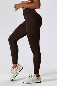 Thumbnail for Slim Fit Wide Waistband Sports Leggings - T - 4 COLORS -