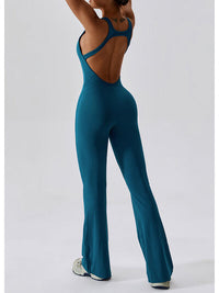 Thumbnail for Cutout Wide Strap Bootcut Active Jumpsuit - T - 5 COLORS -