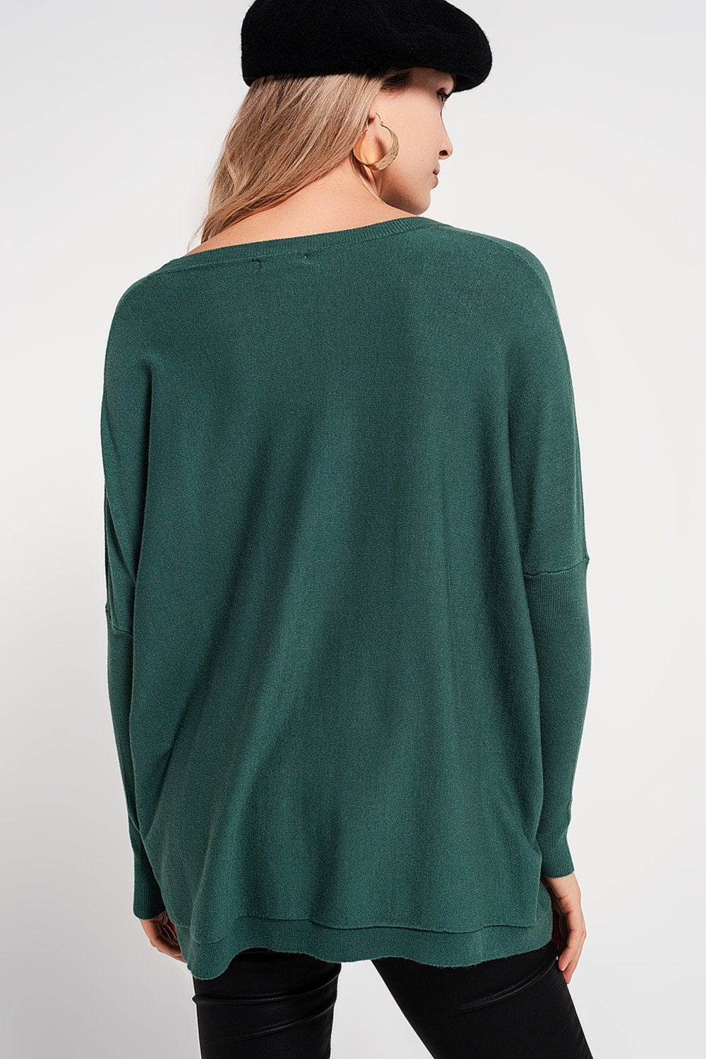 Q2 - Batwing Jumper in Green - 2 SIZES - 1 COLOR -