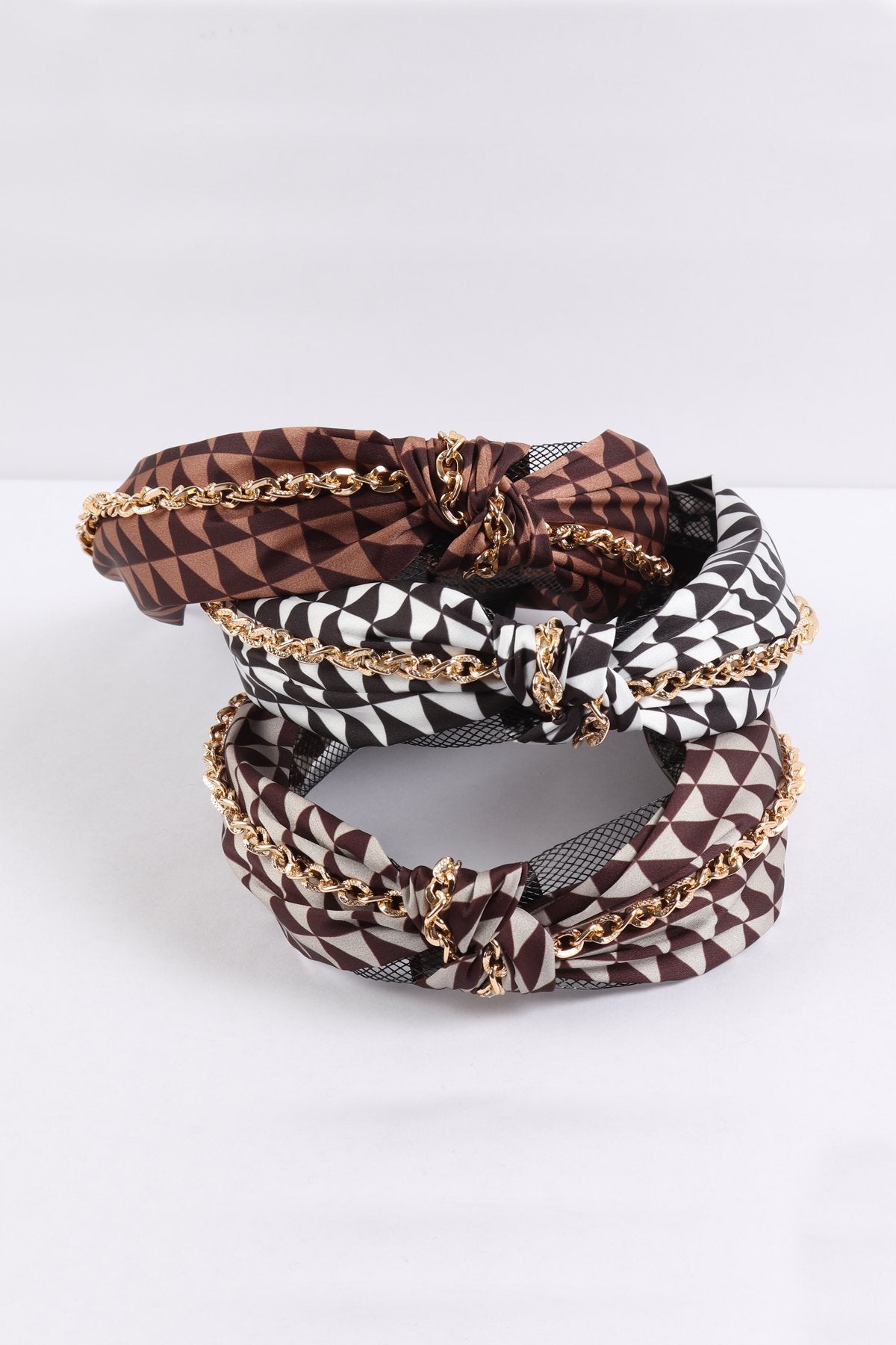 Chevron Pattern With Chain Knot Headband - 3 COLORS