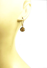 Thumbnail for Gena Myint - Tiger Eye Bezel Drop Earrings -