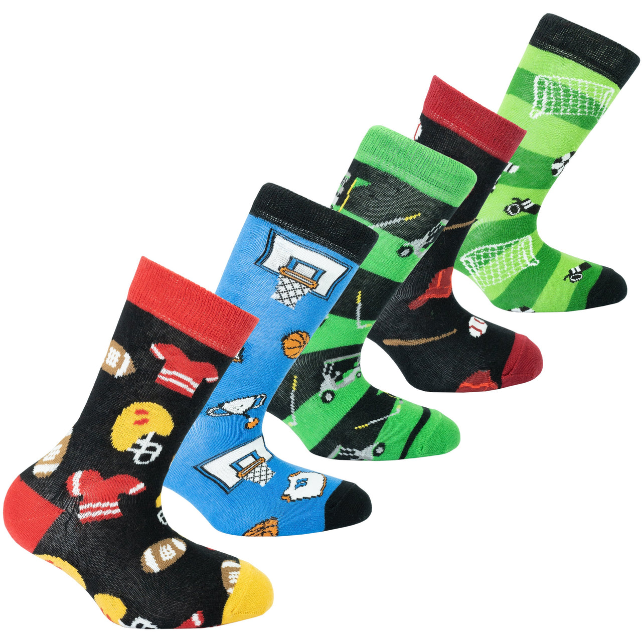 Kids Sports Socks - 5 PACK -