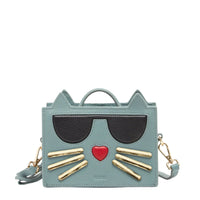 Thumbnail for Leather Cat Purse Mineral Blue -