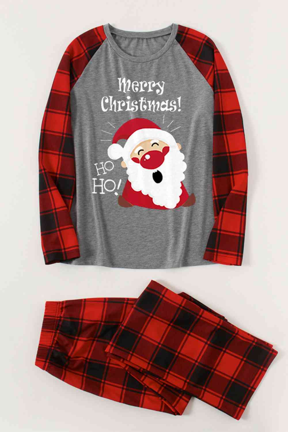 MERRY CHRISTMAS Graphic Top and Plaid Pants Set - T - SOLD BY SIZE / 2PCS. - 4 SIZES -