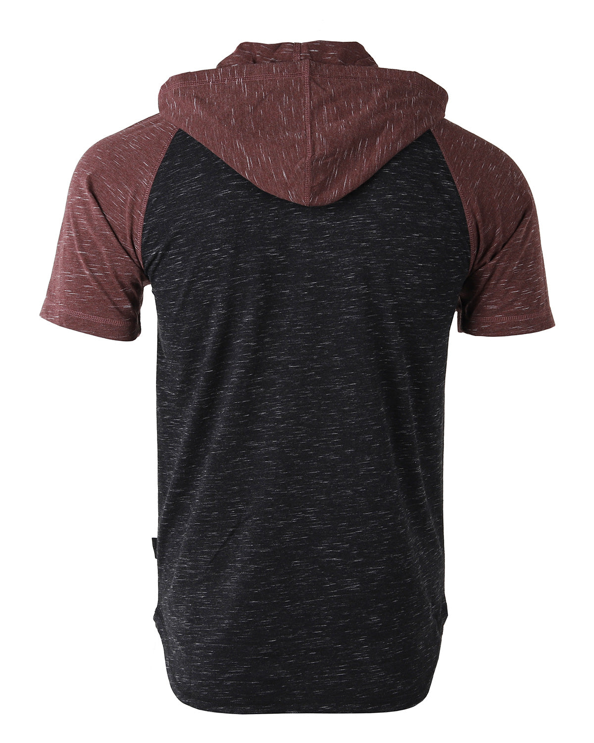 Men's Short Sleeve Color Block Raglan Hoodie With Curved Hem - 1 COLOR